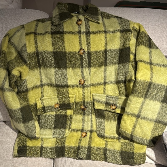 Minark Fuzzy Fleece Plaid Color Block Sherpa/Coat Button Down - Picture 5 of 5